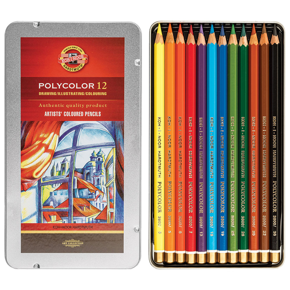 Koh-I-Noor Polycolor Artist's Coloured Pencil 12 Set
