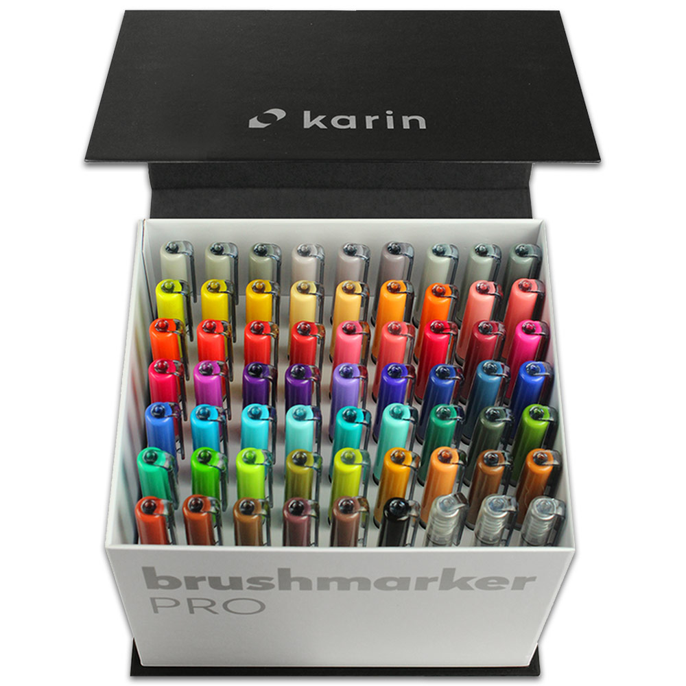 NEW Karin Brushmarker Pro Mega Box - Set of 60 Colors + 3 Blenders Brush  Marker