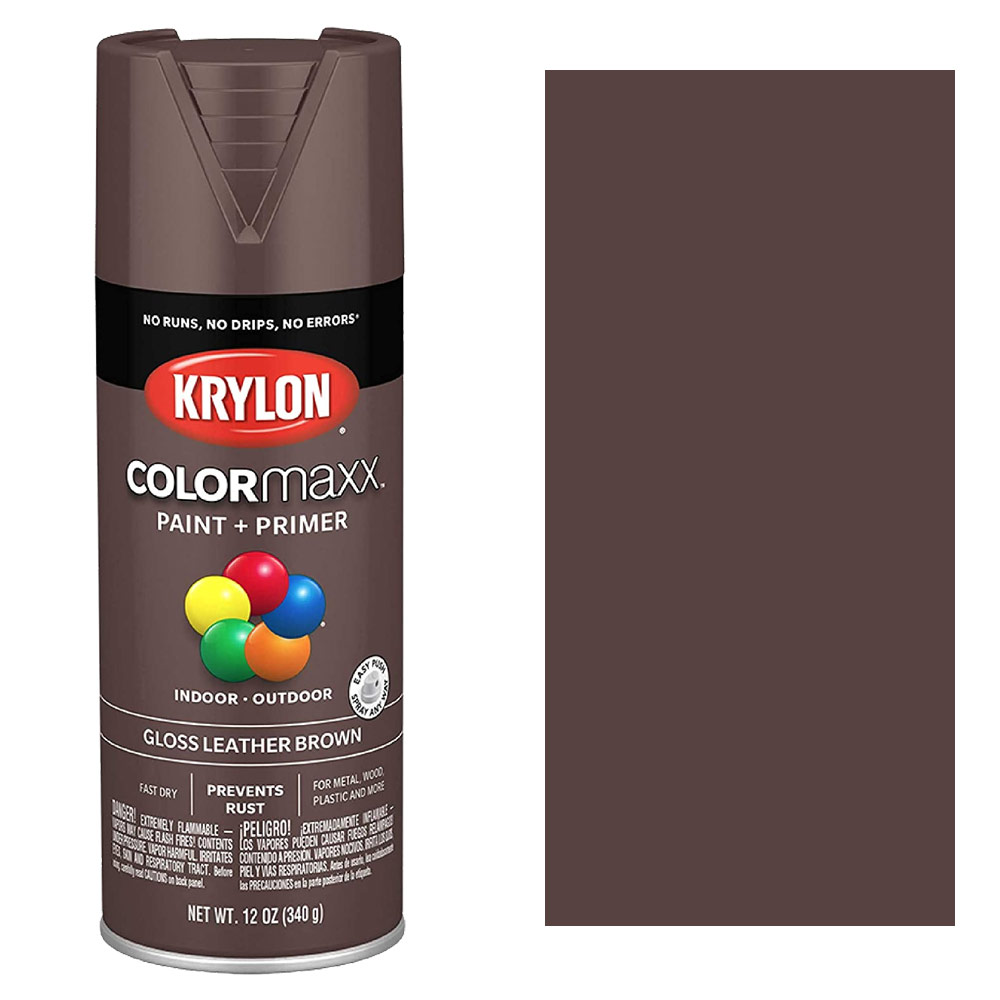 Krylon COLORmaxx Spray Paint 12oz Gloss Leather Brown