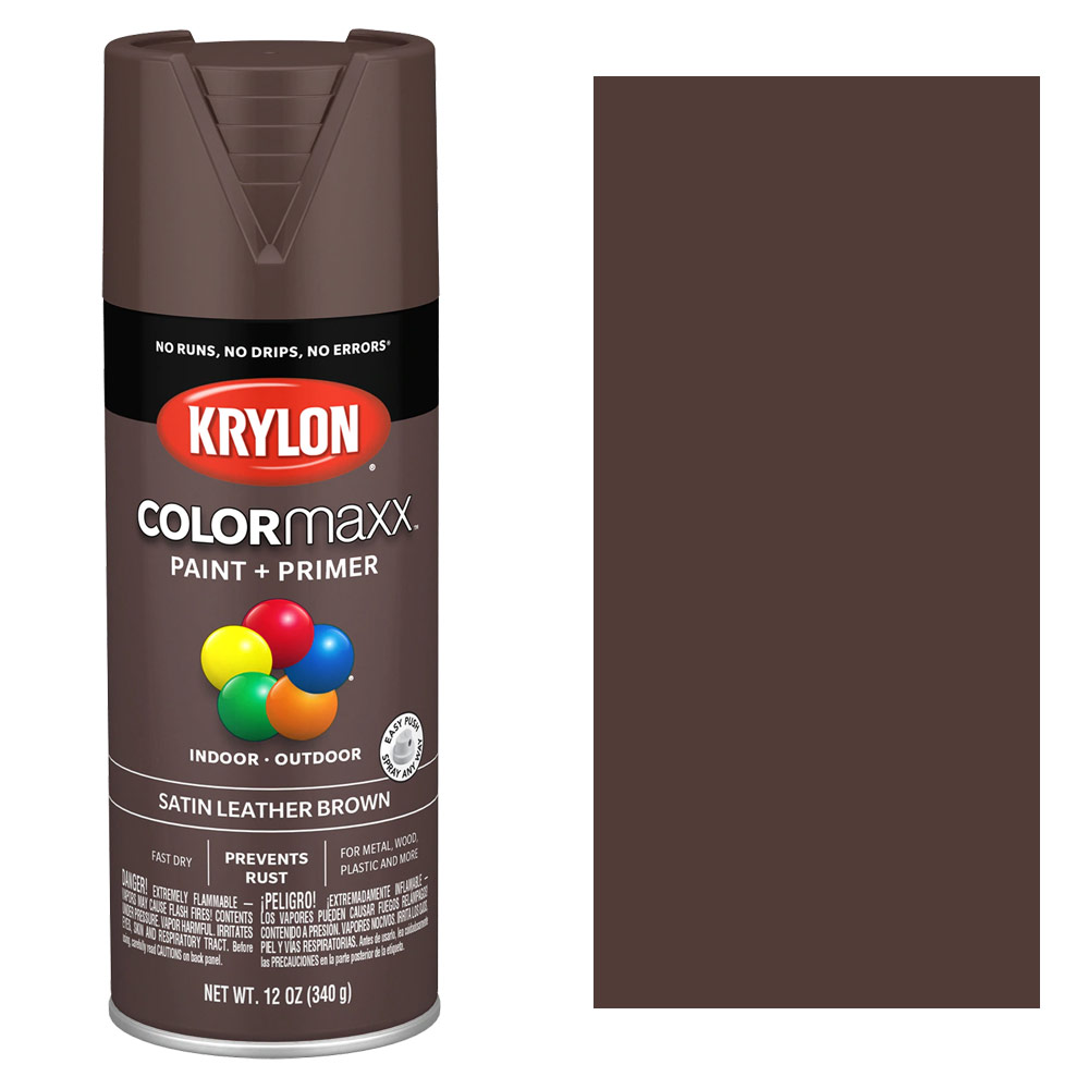 Krylon COLORmaxx Spray Paint 12oz Satin Leather Brown
