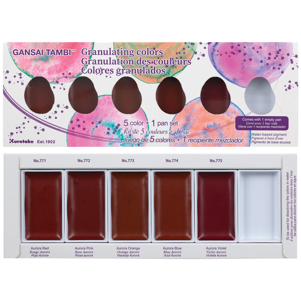 Kuretake Gansai Tambi Solid Watercolor 6 Set Granulating Colors