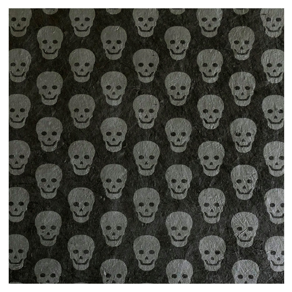 Lamali Decorative Lokta Paper Calavera 20"x30" Black Skull