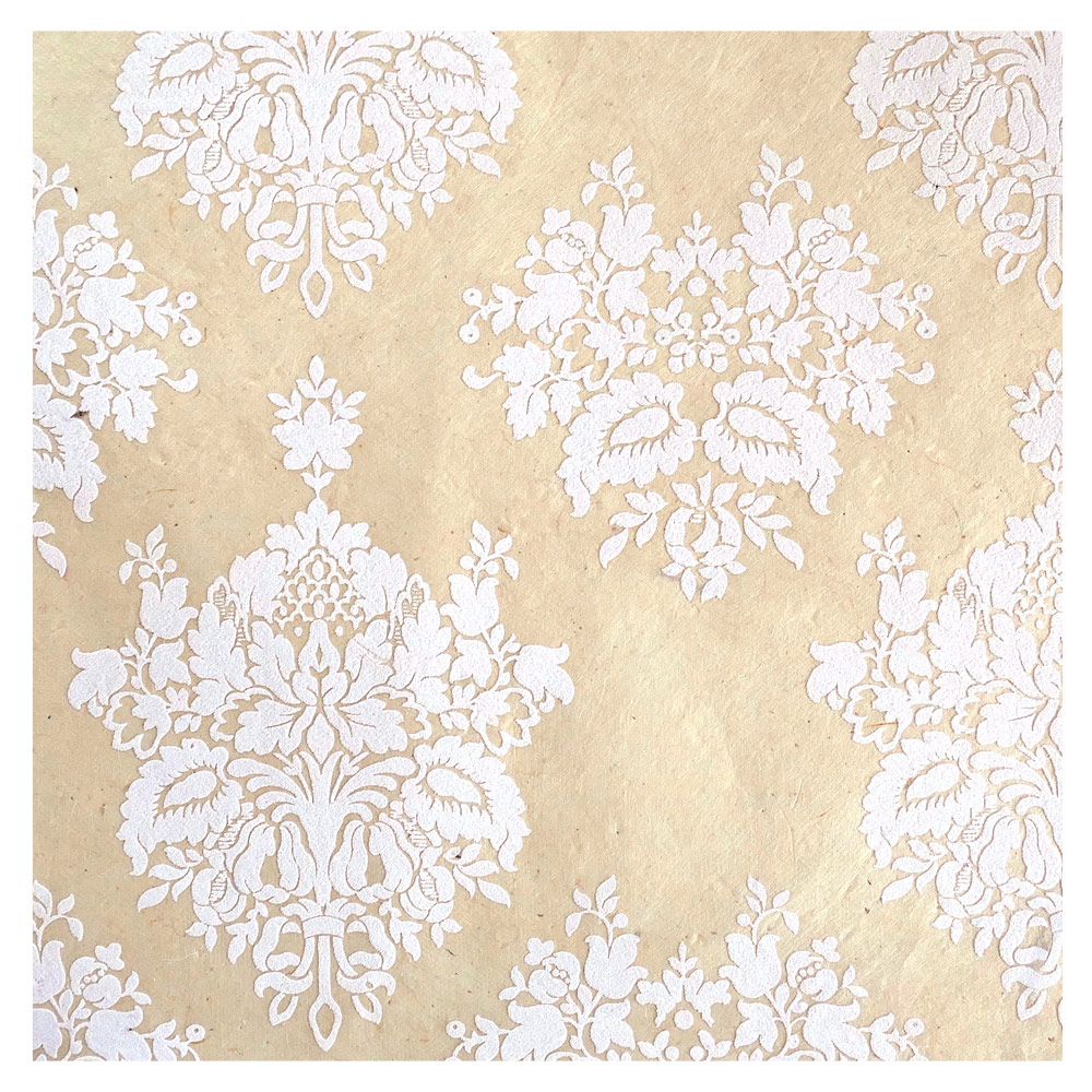Lamali Decorative Lokta Paper Venetian Mask 20"x30" Natural/White