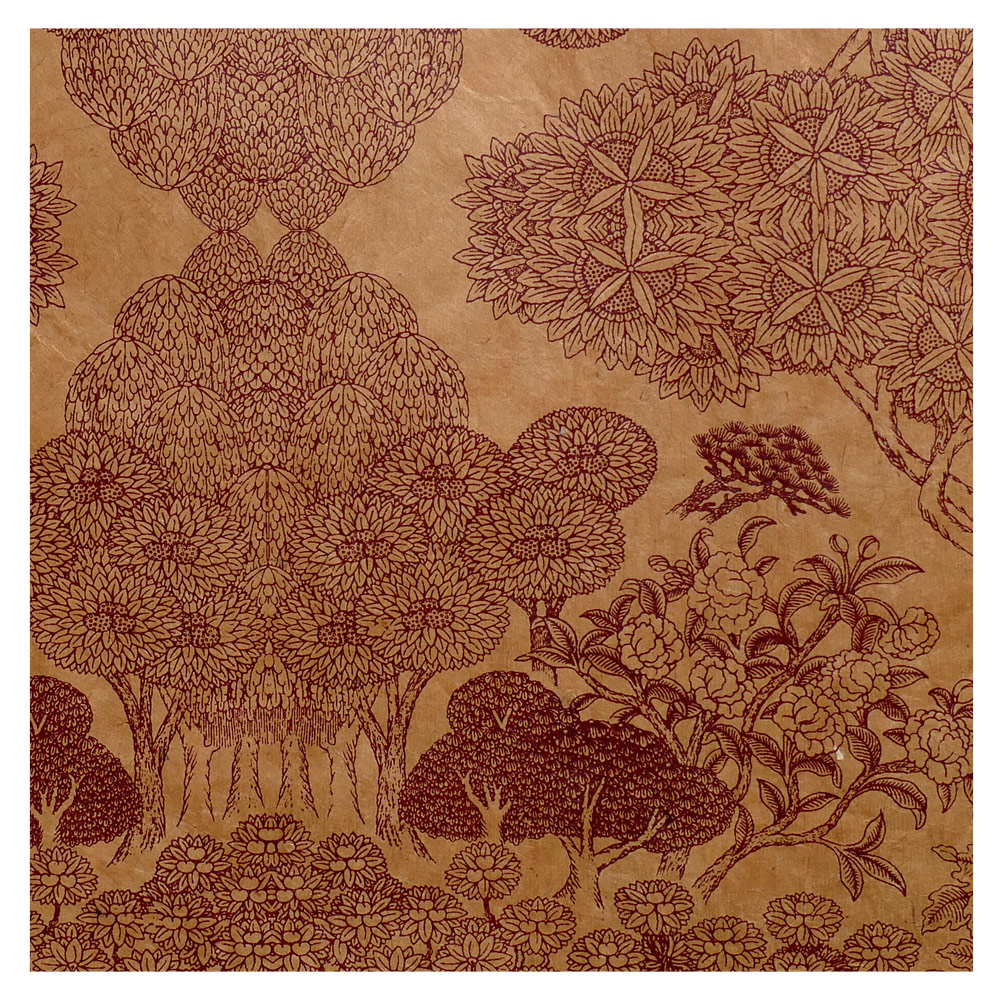 Lamali Decorative Lokta Paper Kongpo 20"x30" Tan/Burgundy