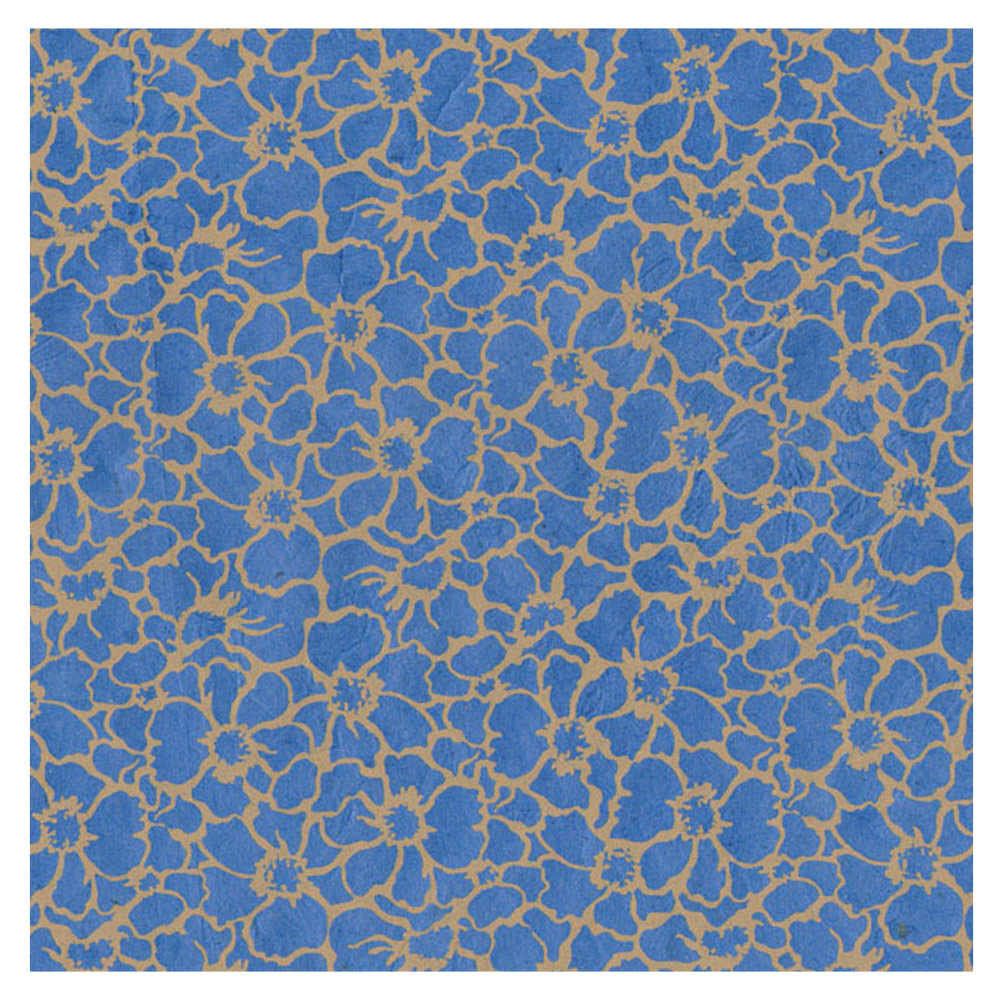 Lamali Decorative Lokta Paper Flowers 20"x30" Blue/Cream