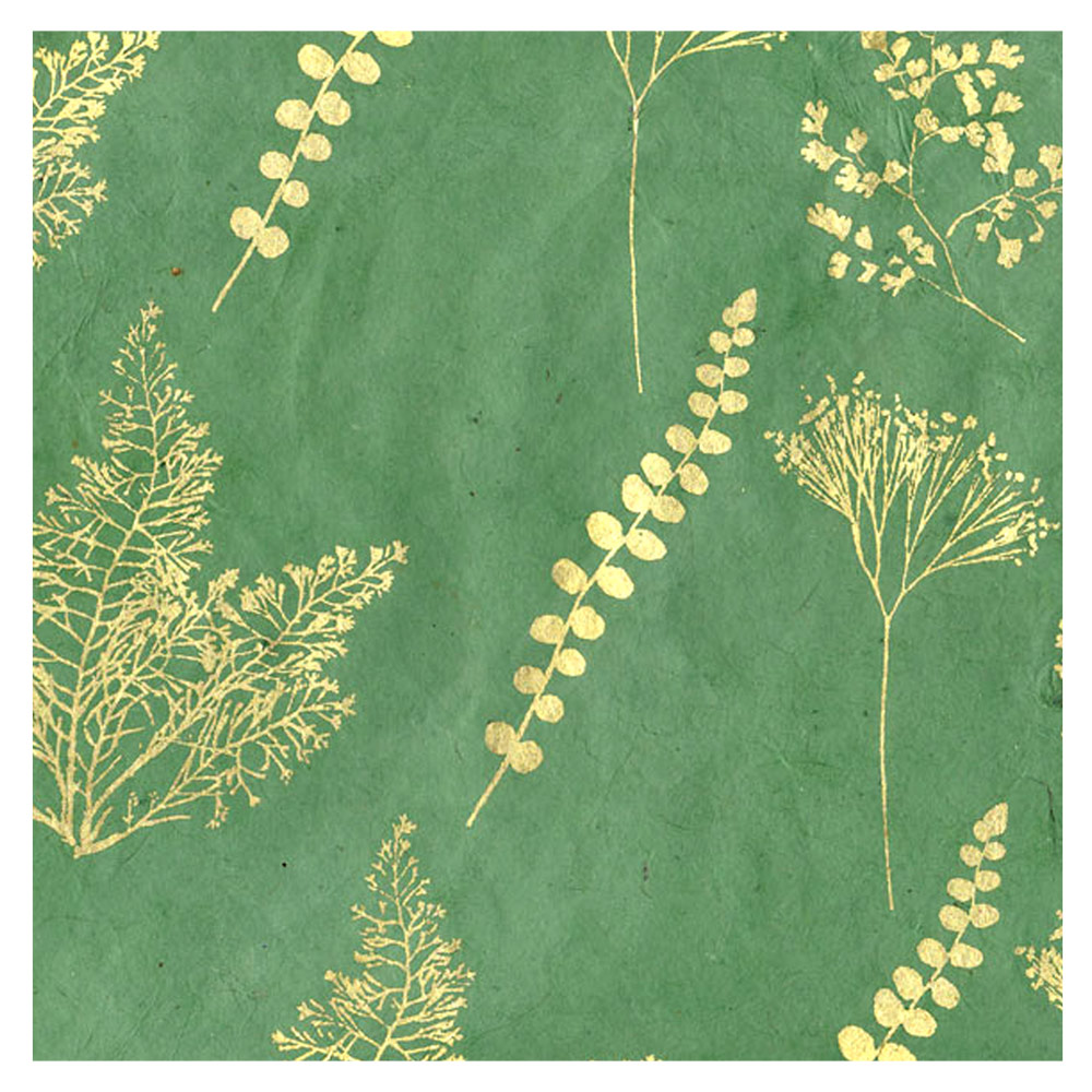 Lamali Decorative Lokta Paper Botanic 20"x30" Green/Gold