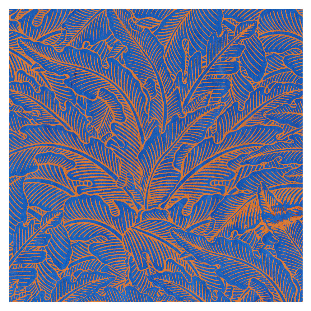 Lamali Decorative Lokta Paper Greenery Medium 20"x30" Blue/Rust