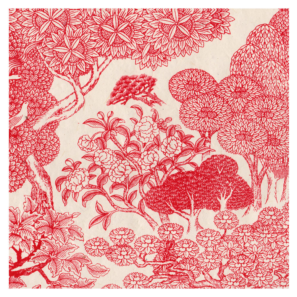 Lamali Decorative Lokta Paper Kongpo 20"x30" White/Red