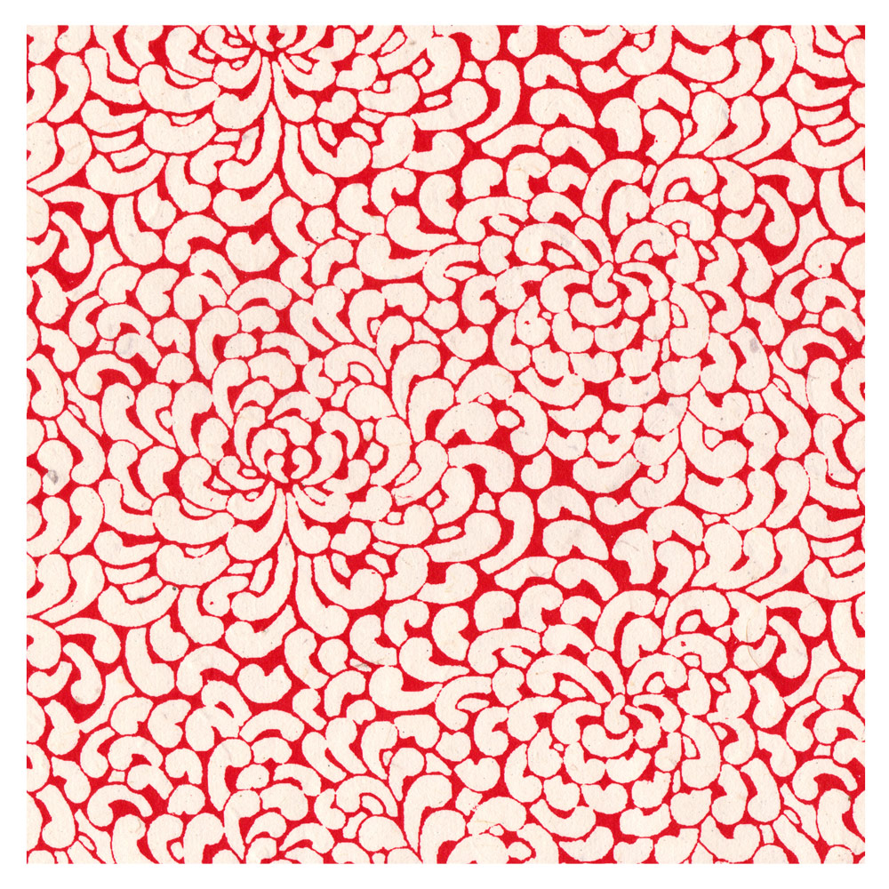 Lamali Decorative Lokta Paper Kikou 20"x30" White/Red