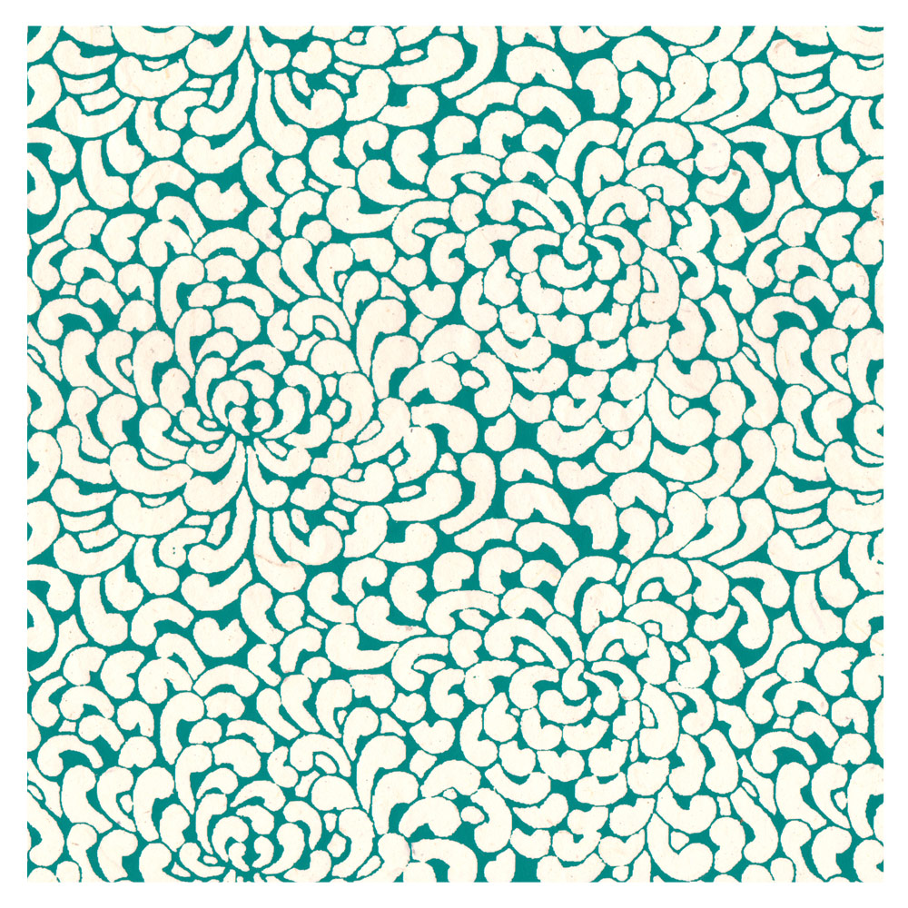 Lamali Decorative Lokta Paper Kikou 20"x30" White/Emerald