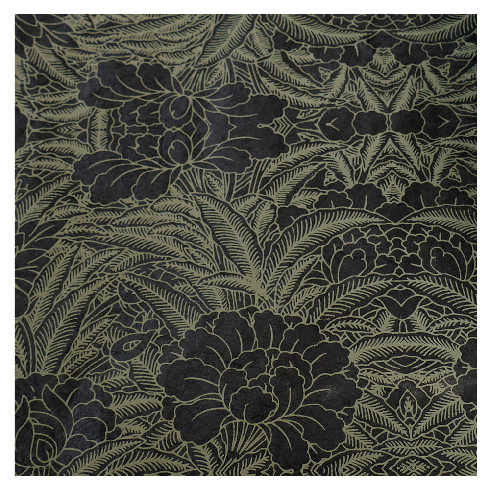 Lamali Decorative Lokta Paper Rhododendron 20"x30" Black/Cream