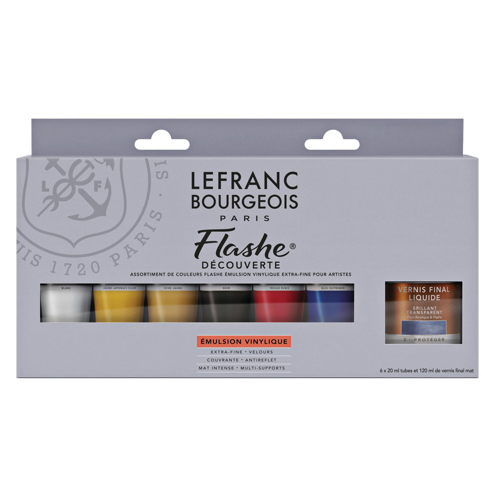 Lefranc Bourgeois Flashe 6 x 20ml + Matt Varnish Discovery Set