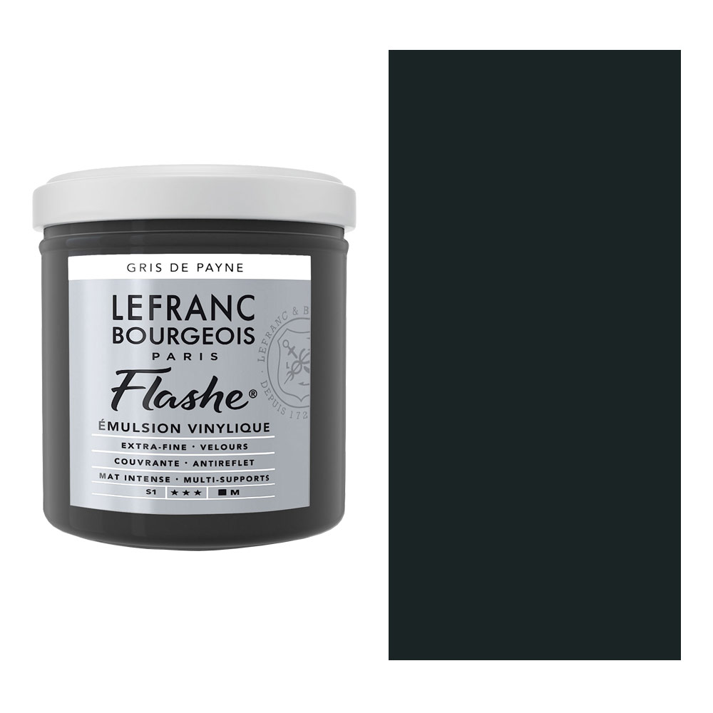  Lefranc Bourgeois Flashe Paint Acrylic Vinyl Emulsion, 125 ml  Topf, Payne's Grey