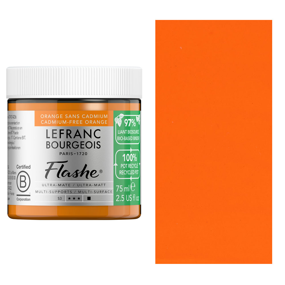 Lefranc & Bourgeois Flashe Bio-Based Vinyl Paint 75ml Cadmium-Free Orange