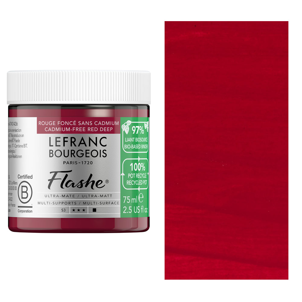 Lefranc & Bourgeois Flashe Bio-Based Vinyl Paint 75ml Cadmium Free Red Deep