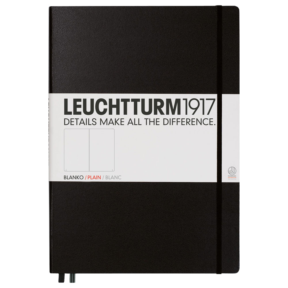 LEUCHTTURM1917 Notebook Master A4+ Hardcover 8-3/4"x12-1/2" Plain Black