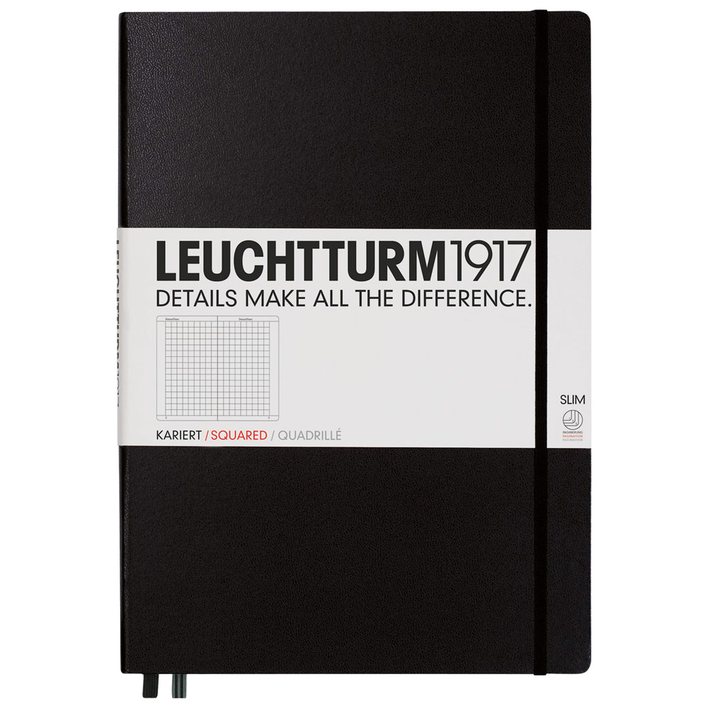 LEUCHTTURM1917 Notebook Master Slim A4+ Hardcover 8.75"x12.5" Square Black
