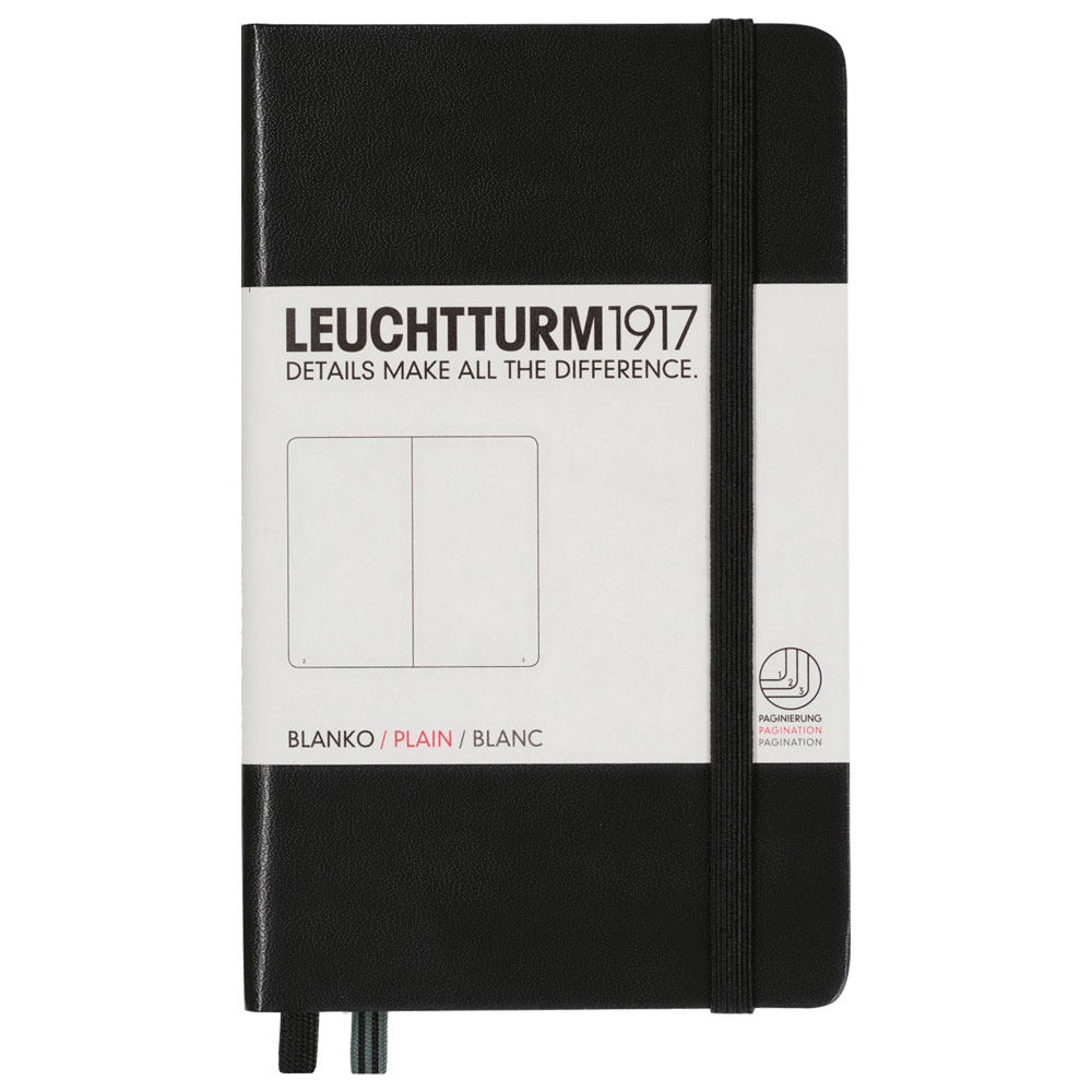 LEUCHTTURM1917 Notebook Pocket A6 Hardcover 3-1/2"x6" Plain Black