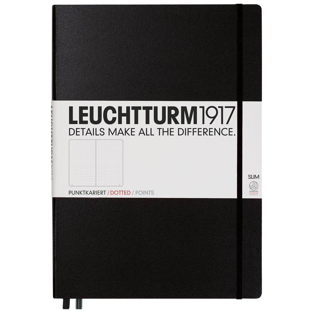 LEUCHTTURM1917 Notebook Master Slim A4+ Hardcover 8.75"x12.5" Dot Black