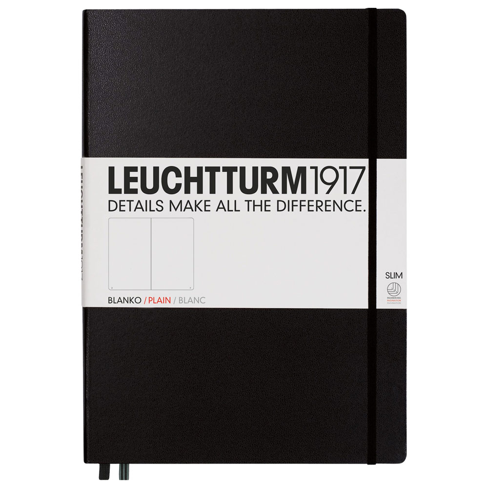 Leuchtturm1917 A4+ Notebook Master Slim Hardcover Plain 8.75"x12.5" Black