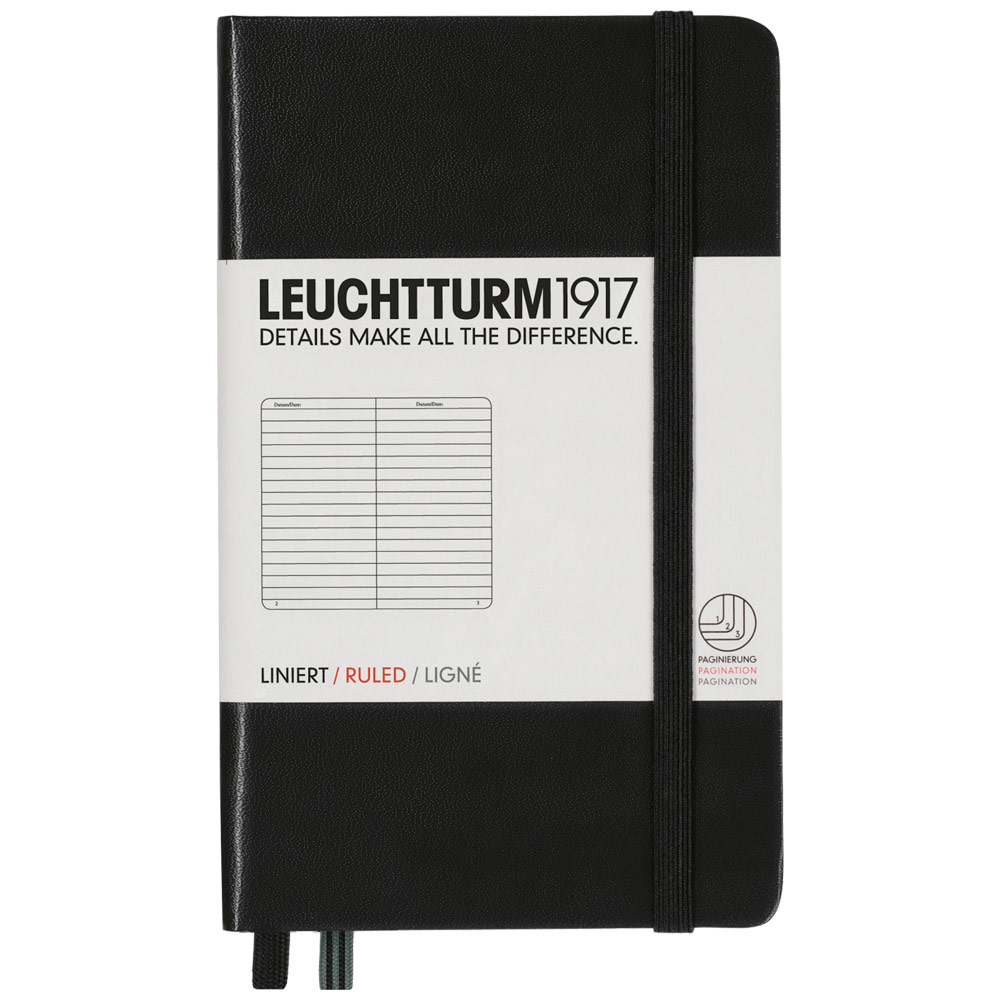 Leuchtturm1917 A6 Notebook Pocket Hardcover Ruled 4.1"x5.8" Black