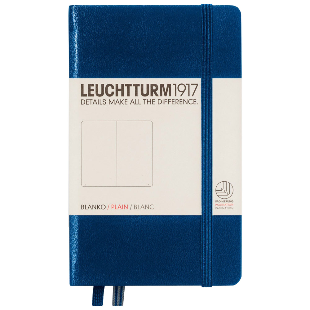 LEUCHTTURM1917 Notebook Pocket A6 Hardcover 3-1/2"x6" Plain Navy