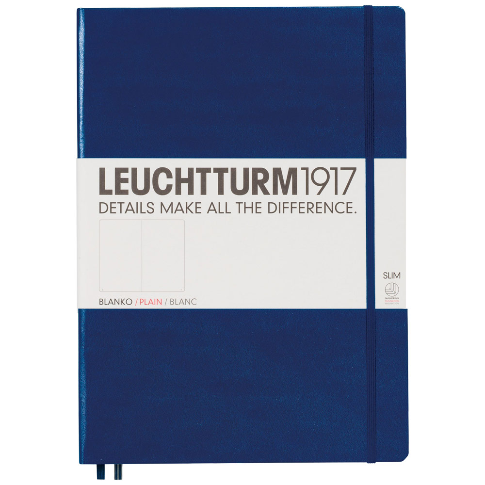 Leuchtturm1917 A4+ Notebook Master Slim Hardcover Plain 8.75"x12.5" Navy