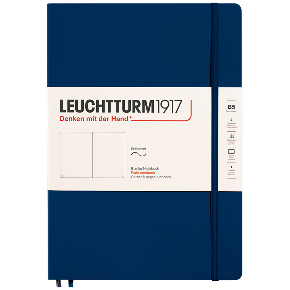 Leuchtturm1917 B5 Notebook Composition Softcover Plain 6.9"x9.8" Navy
