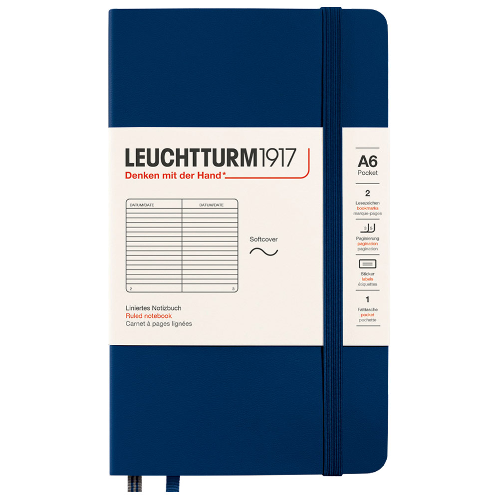 Leuchtturm1917 A6 Notebook Pocket Softcover Ruled 4.1"x5.8" Navy