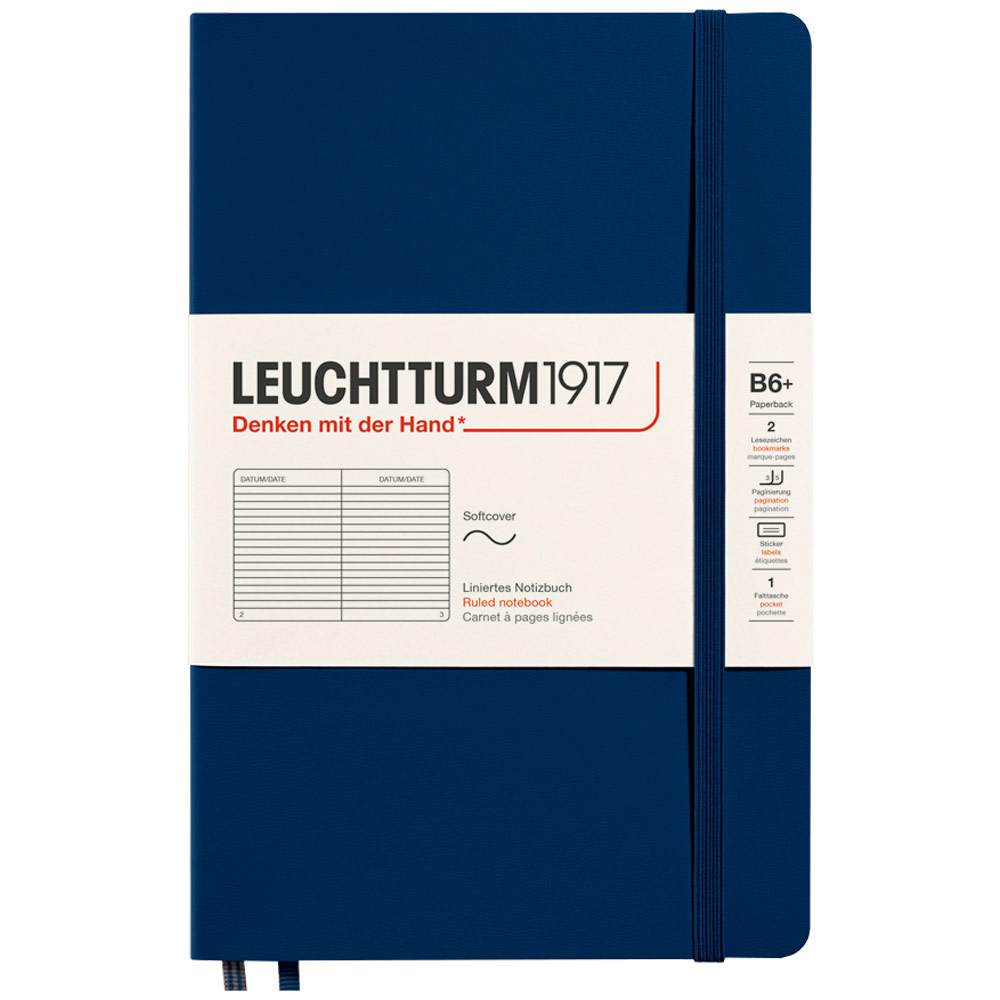 Leuchtturm1917 B6+ Notebook Paperback Softcover Ruled 5"x7.5" Navy