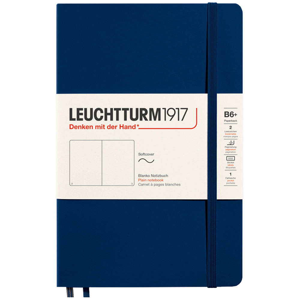 Leuchtturm1917 B6+ Notebook Paperback Softcover Plain 5"x7.5" Navy