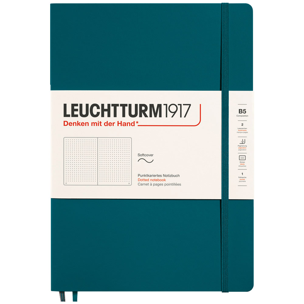 LEUCHTTURM1917 Notebook Composition B5 Softcover 7"x10" Dot Pacific Green