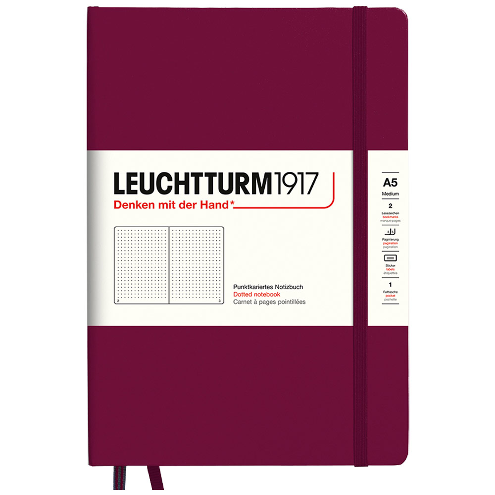 Leuchtturm1917 A5 Notebook Medium Hardcover Dot 5.8"x8.3" Port Red