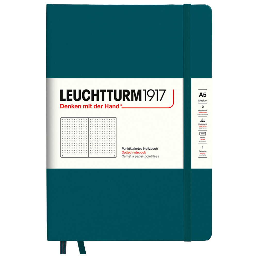 Leuchtturm1917 A5 Notebook Medium Hardcover Dot 5.8"x8.3" Pacific Green