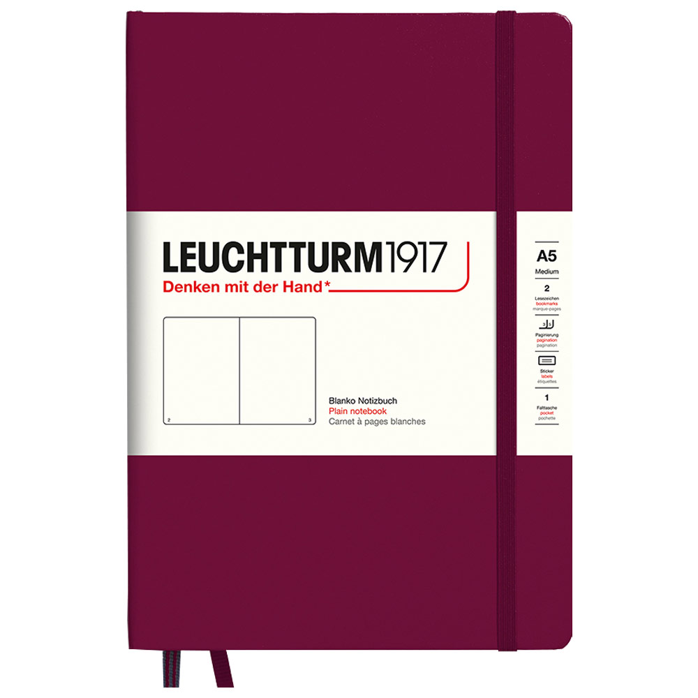 Leuchtturm1917 A5 Notebook Medium Hardcover Plain 5.8"x8.3" Port Red