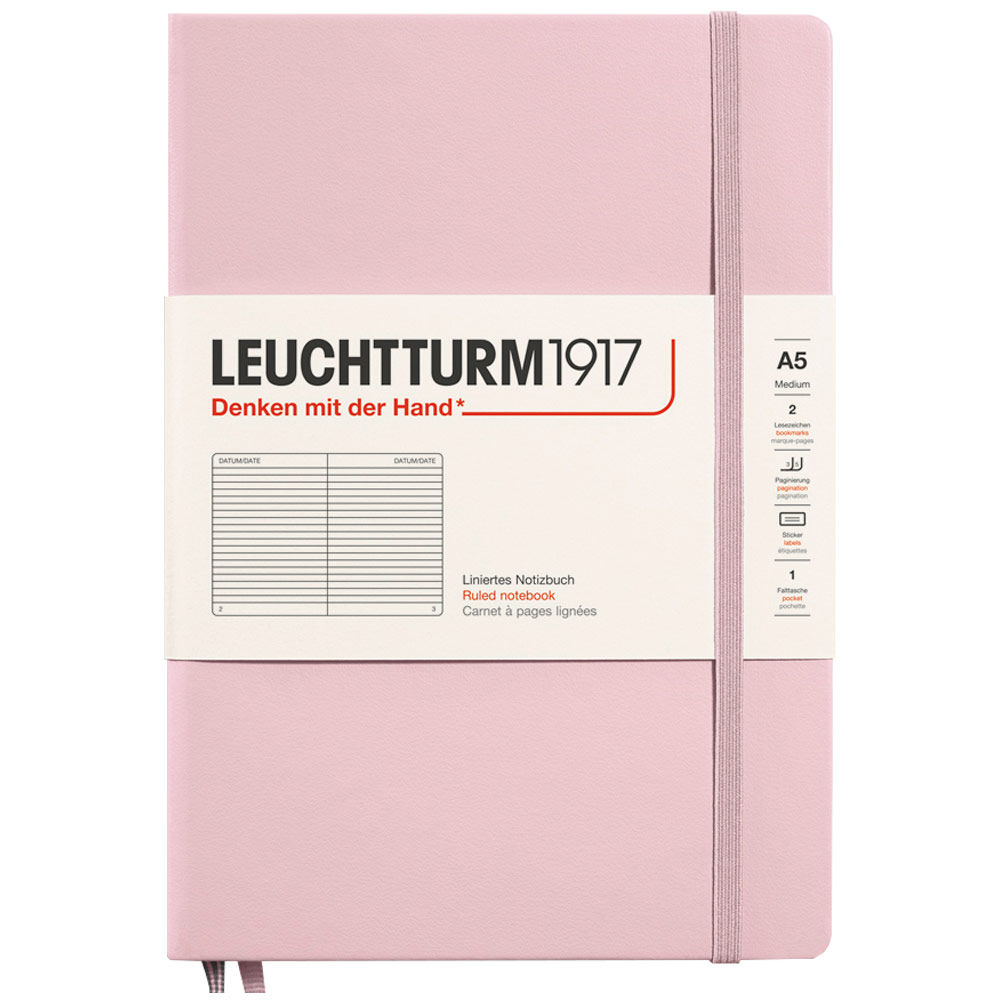 Leuchtturm1917 A5 Notebook Medium Hardcover Ruled 5.8"x8.3" Powder