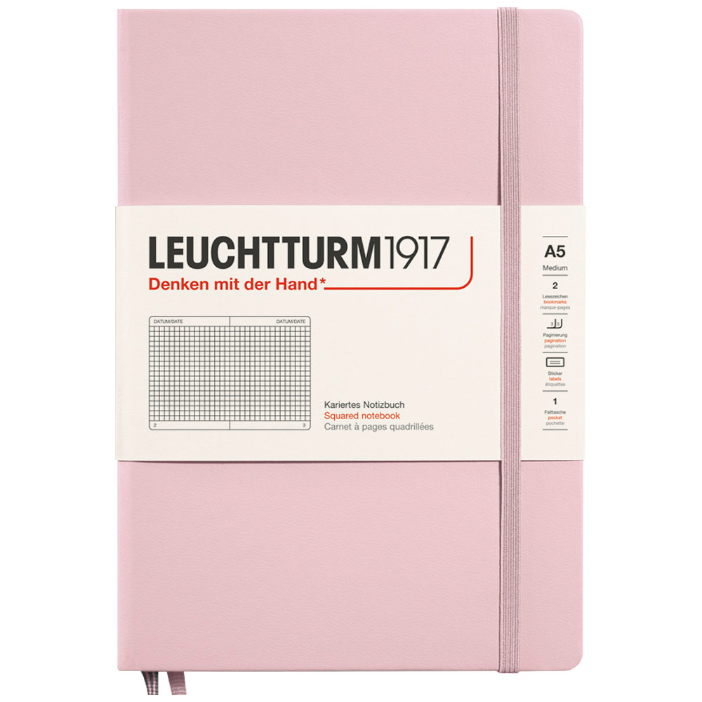 Leuchtturm1917 A5 Notebook Medium Hardcover Square 5.8"x8.3" Powder