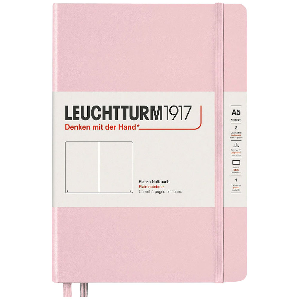 Leuchtturm1917 A5 Notebook Medium Hardcover Plain 5.8"x8.3" Powder