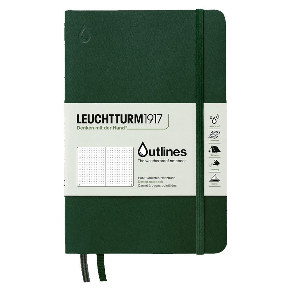 Leuchtturm1917 B6+ Outlines Weatherproof Notebook Dot 5"x7.5" Walden Green