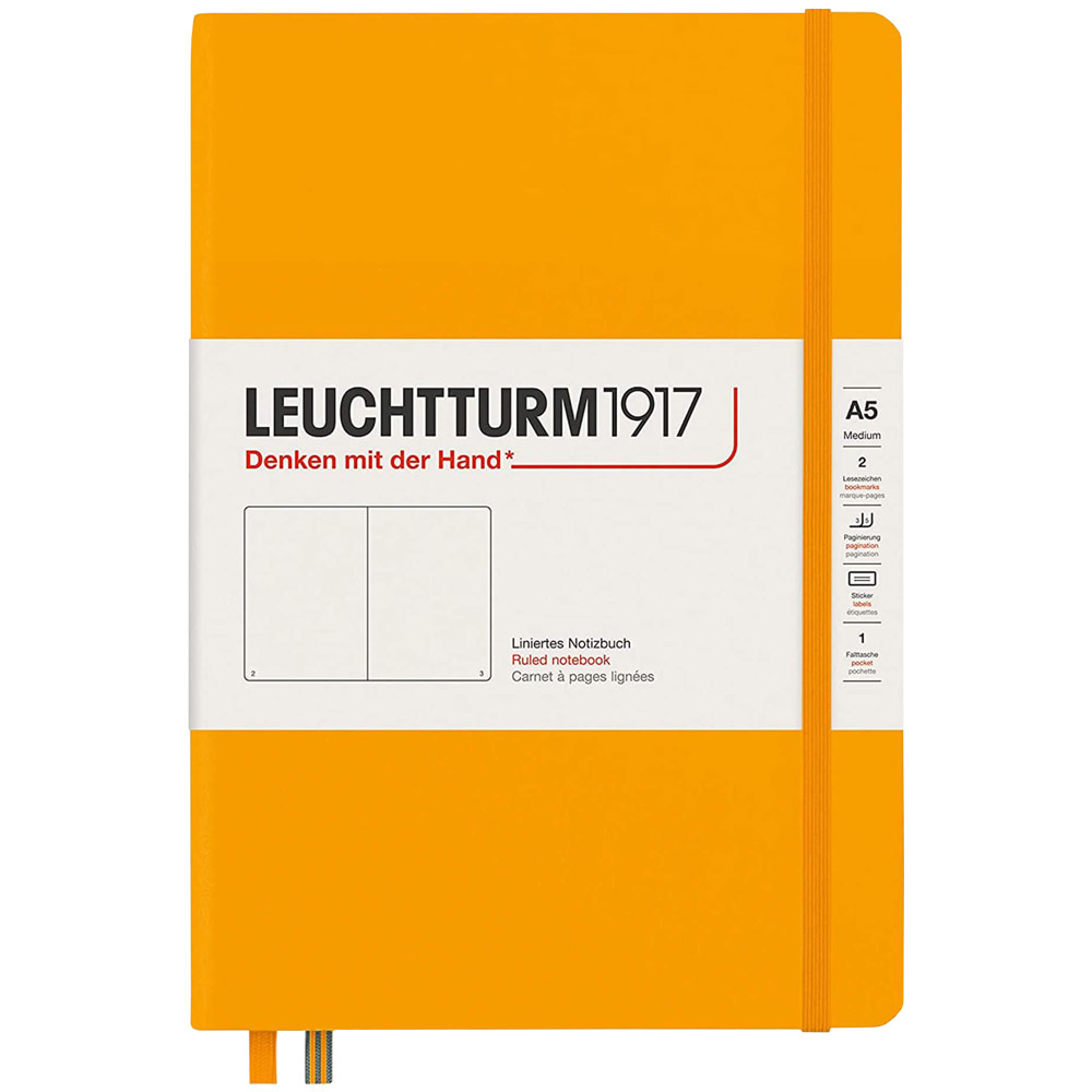 Leuchtturm1917 A5 Notebook Medium Hardcover Plain 5.8"x8.3" Rising Sun