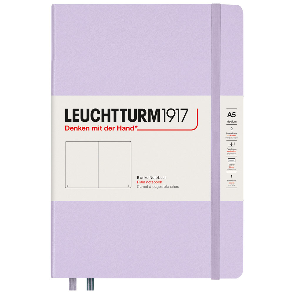 Leuchtturm1917 A5 Notebook Medium Hardcover Plain 5.8"x8.3" Lilac