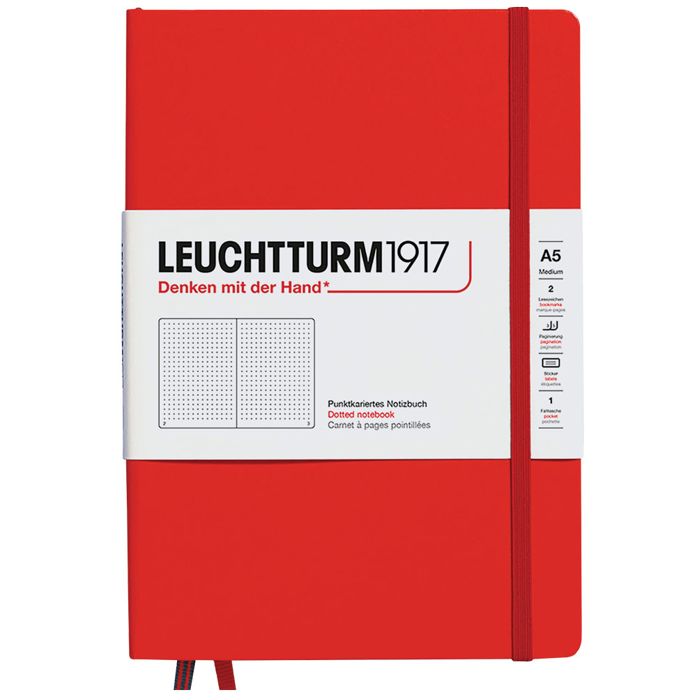 Leuchtturm1917 A5 Notebook Medium Hardcover Dot 5.8"x8.3" Fox Red