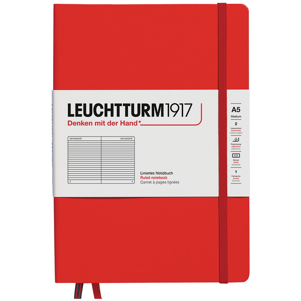 Leuchtturm1917 A5 Notebook Medium Hardcover Ruled 5.8"x8.3" Fox Red