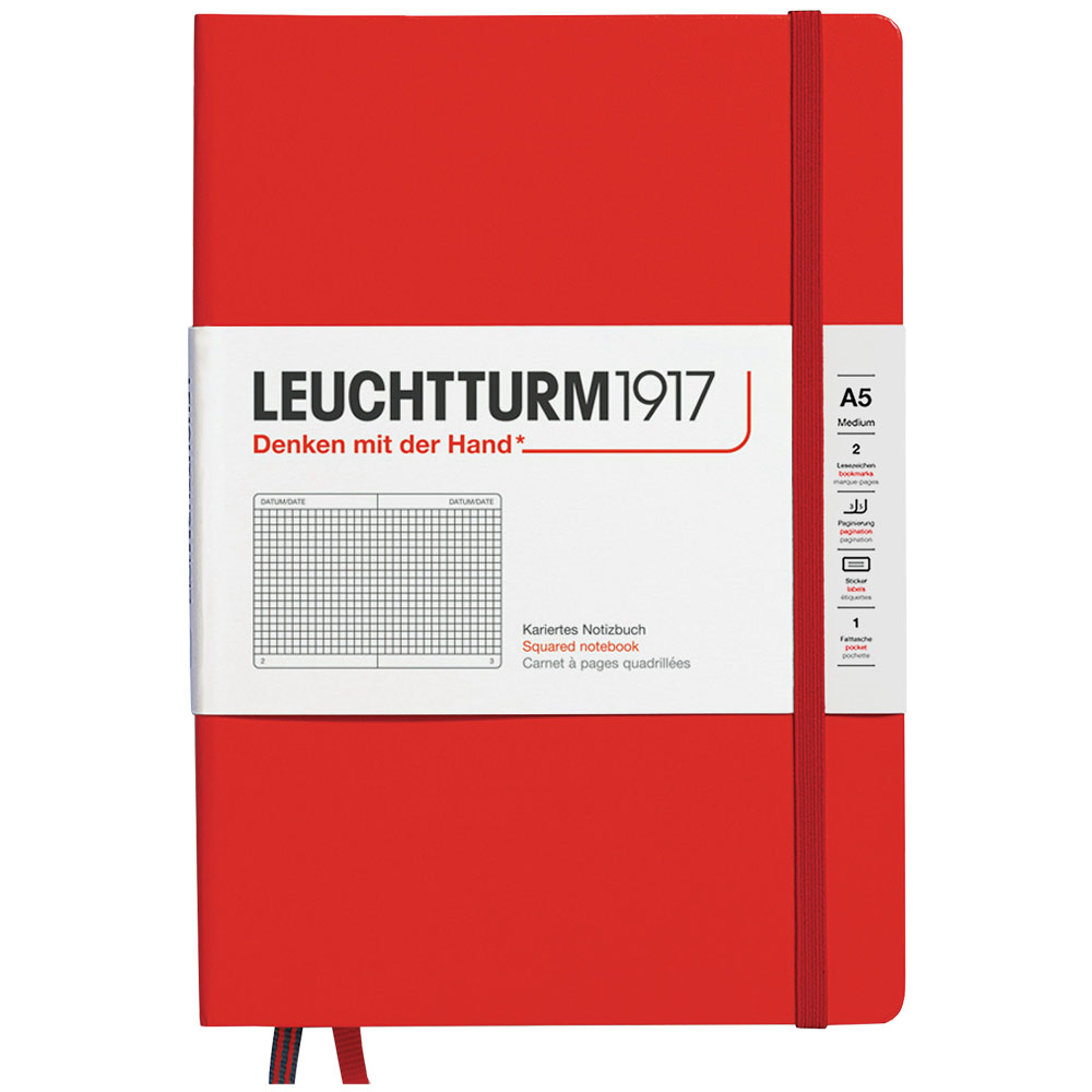 Leuchtturm1917 A5 Notebook Medium Hardcover Square 5.8"x8.3" Fox Red