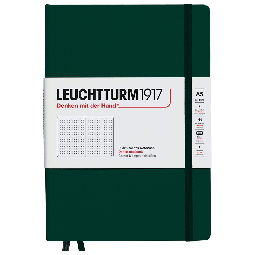 Leuchtturm1917 A5 Notebook Medium Hardcover Dot 5.8"x8.3" Forest Green