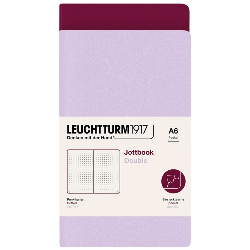 Leuchtturm1917 A6 Jottbook Double Dot 2 Pack 3.5"x6" Lilac/Port Red