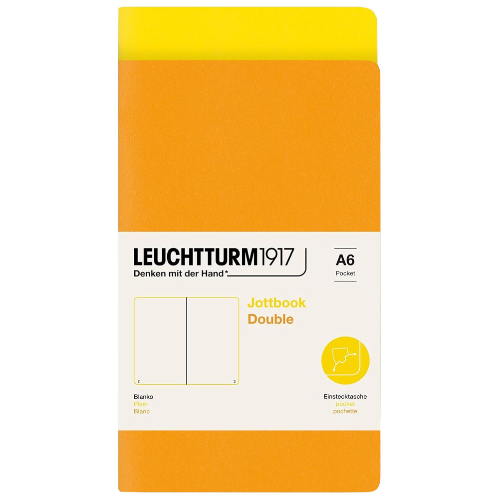 Leuchtturm1917 A6 Jottbook Double Plain 2 Pack 3.5"x6" Lemon/Rising Sun