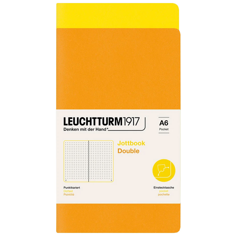 Leuchtturm1917 A6 Jottbook Double Dot 2 Pack 3.5"x6" Lemon/Rising Sun