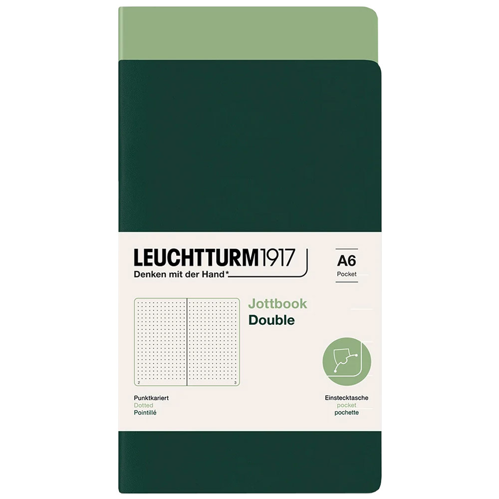 Leuchtturm1917 A6 Jottbook Double Dot 2 Pack 3.5"x6" Sage/Forest Green