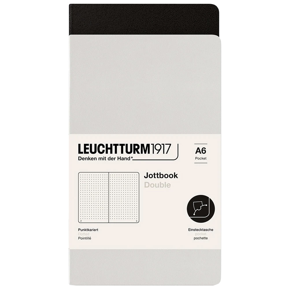 Leuchtturm1917 A6 Jottbook Double Dot 2 Pack 3.5"x6" Light Grey/Black